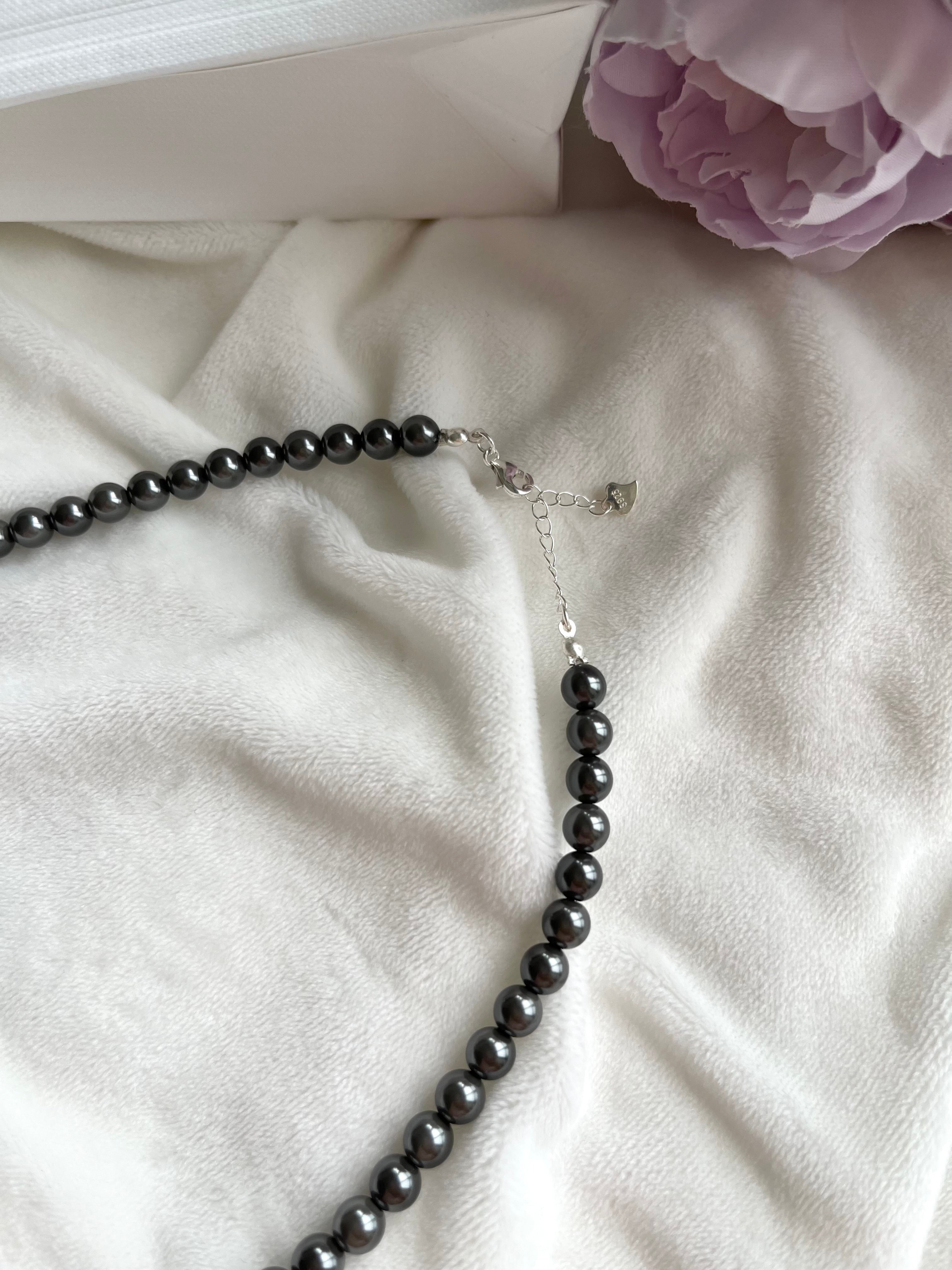 Grey Pearl Silver Necklace