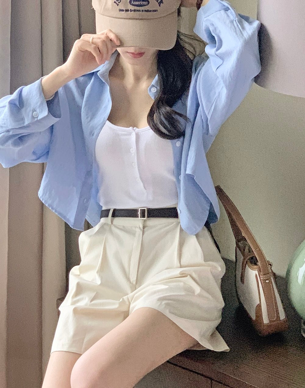 Back Button Cotton Blouse