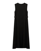 Side Button Sleeveless Long Dress