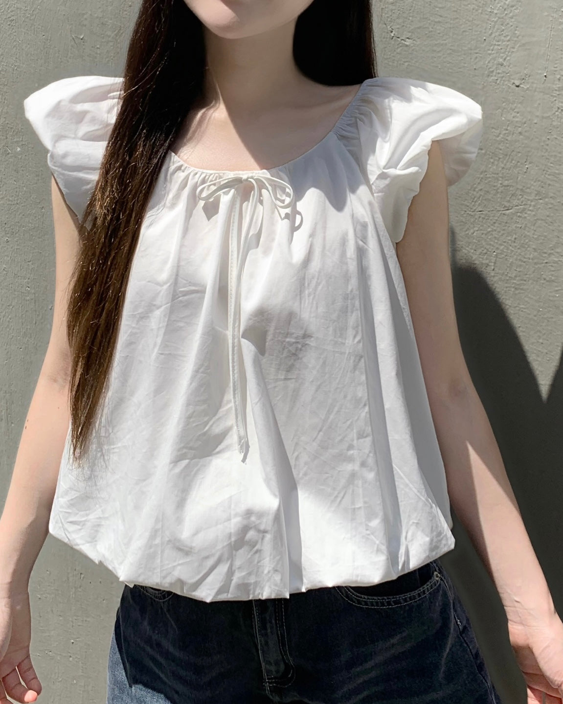 [ Sale Excluded ] Balloon Ribbon Blouse