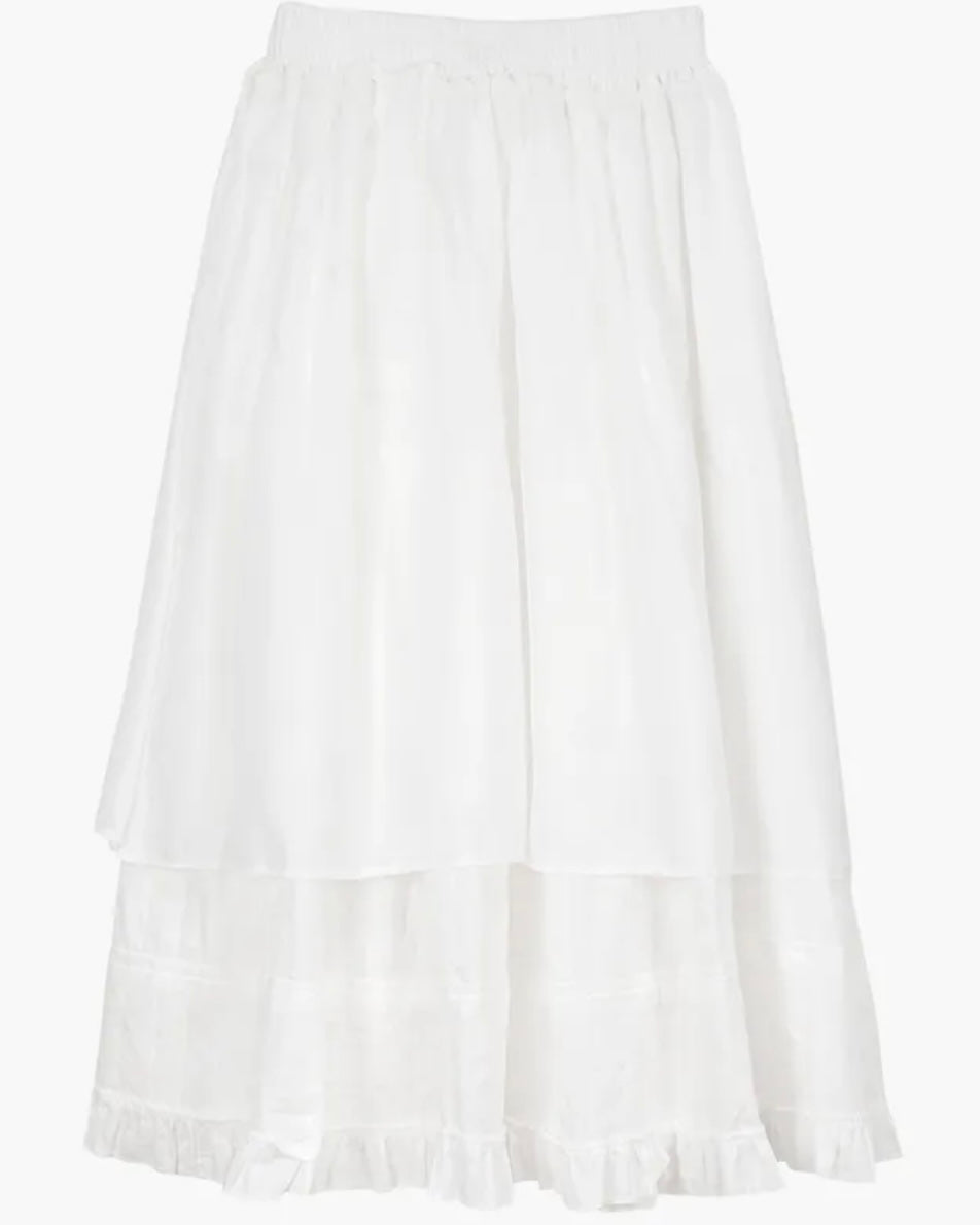 Dobby Ruffle Cotton Skirt