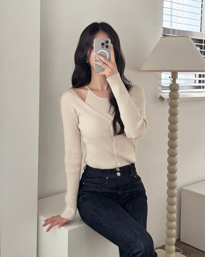 [ Pre-order ] Alisa Halter Sleeveless Cardigan Set
