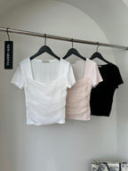 [ Sale Excluded ] Mesh Square-Neck Top