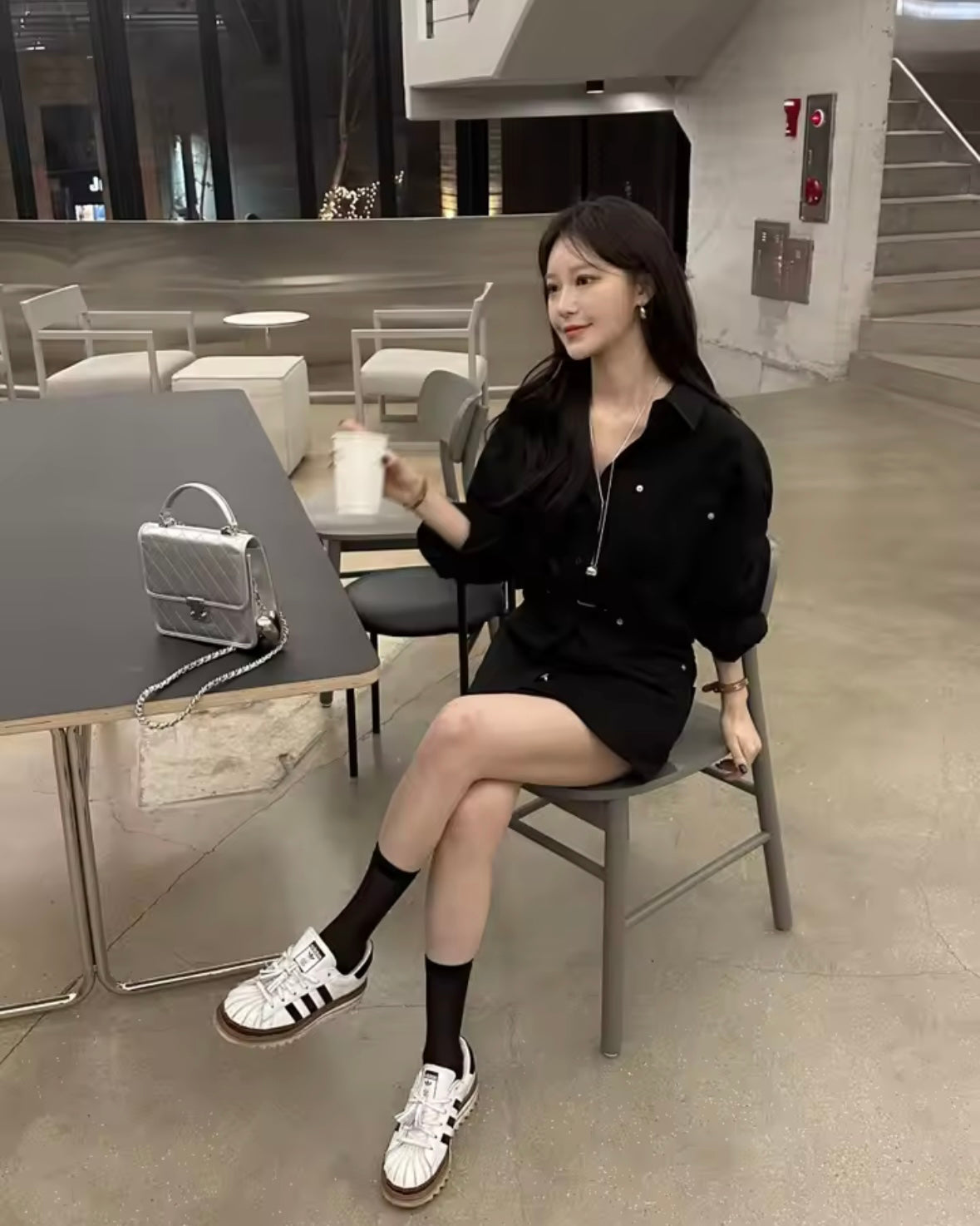 Layered Skirt Shirt Dress