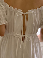 Off-Shoulder Back Ribbon Dress