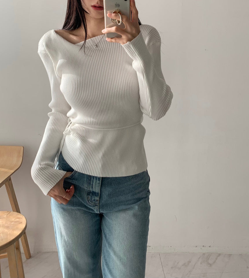 Yuri Ribbed String Knit Top