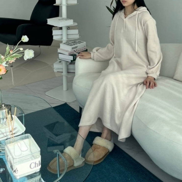 Fleece Hoodie Long Dress