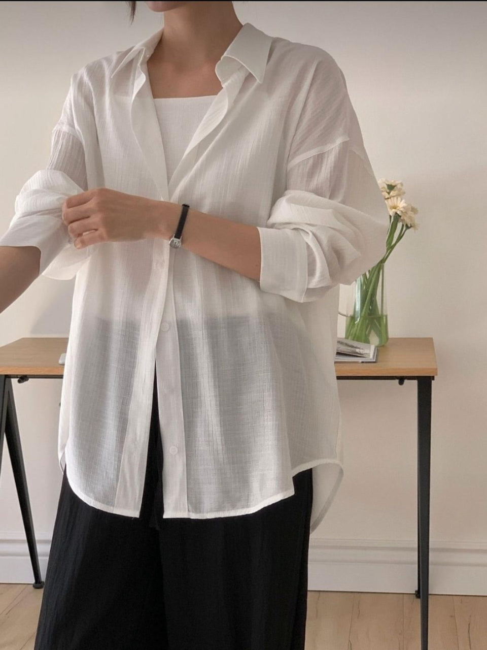 Back Ribbon Oversized Fit Shirt