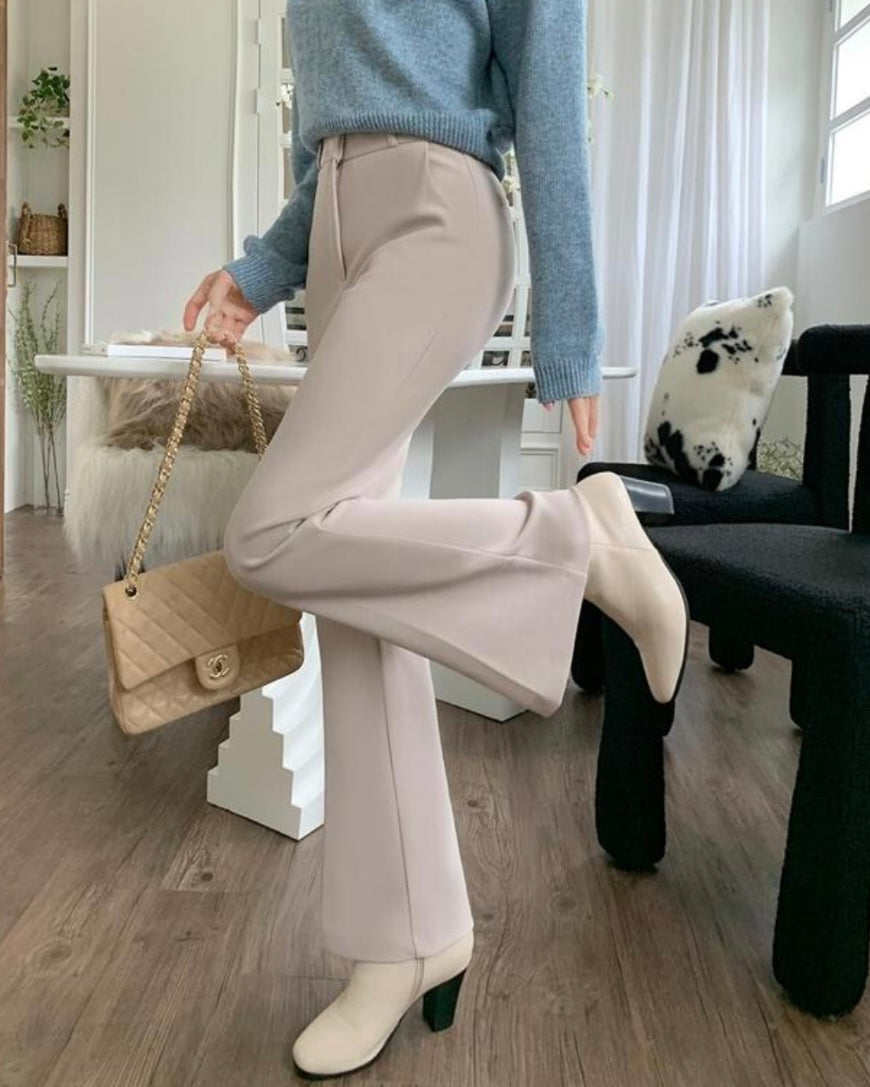 [S,M] Hidden Banding Flared Slacks