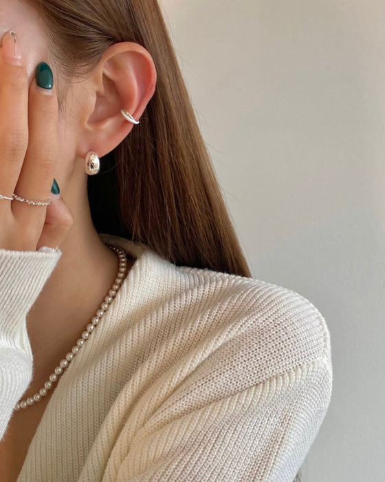 Silver C Volume Earrings