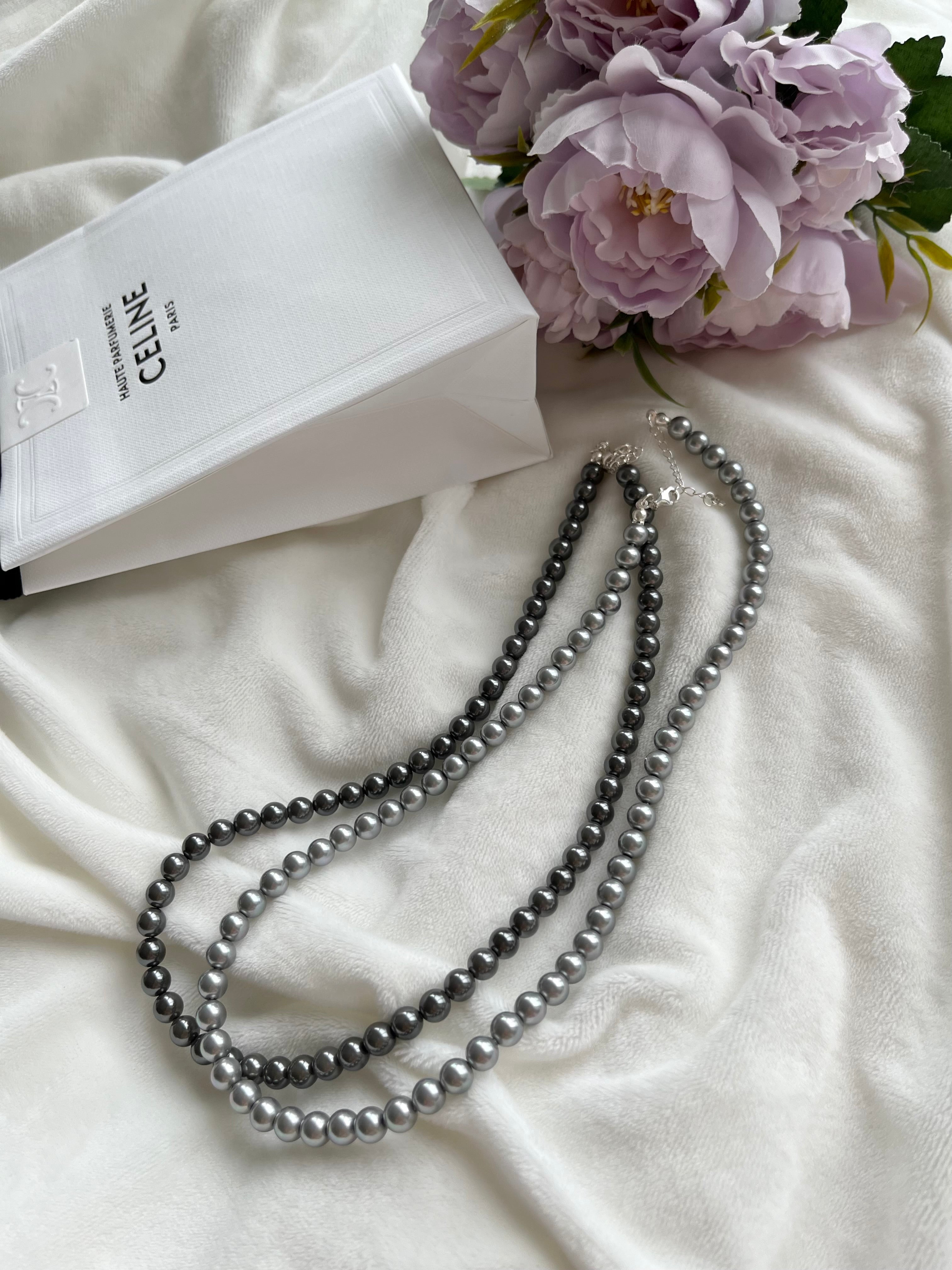Grey Pearl Silver Necklace