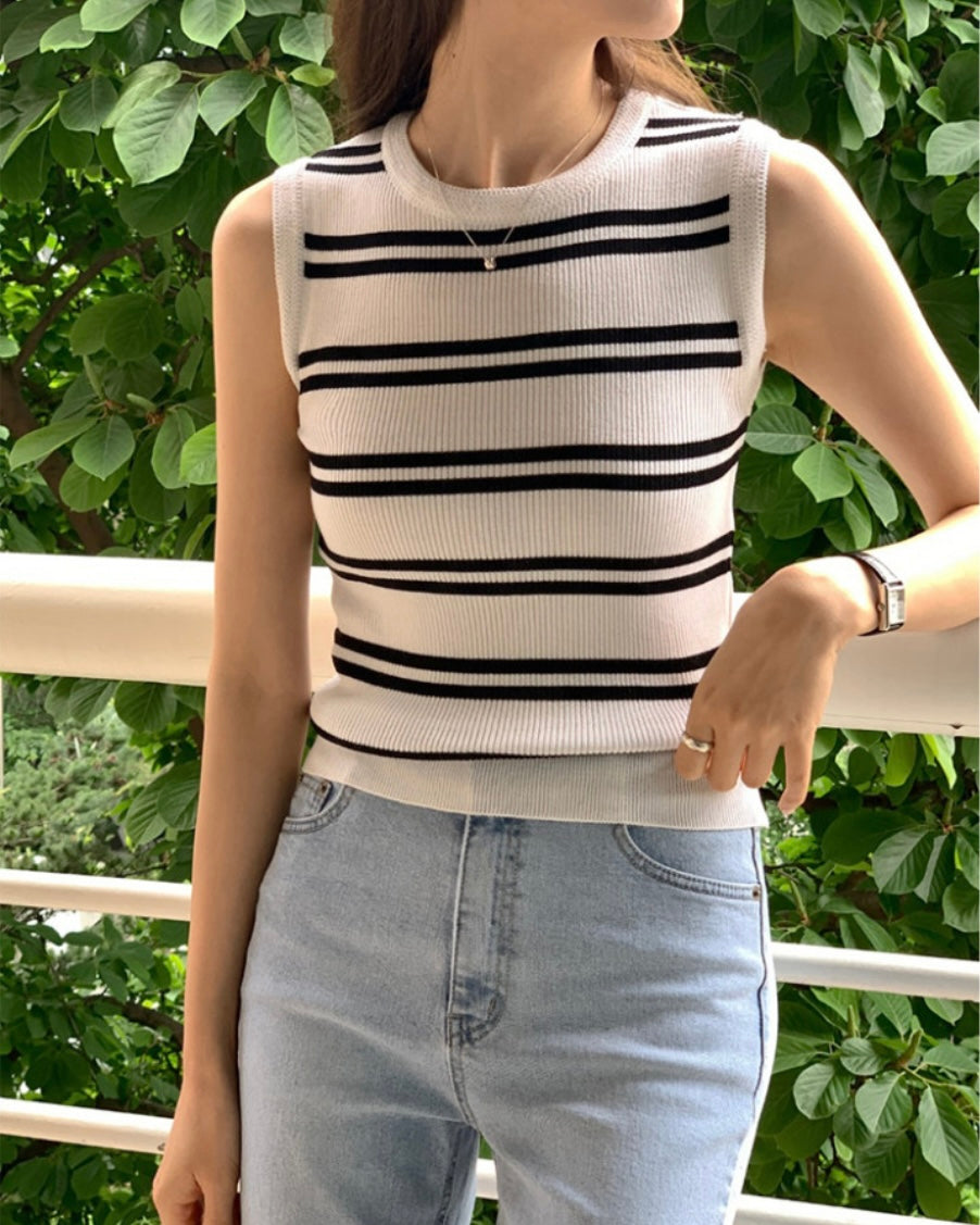 Striped Knit Sleeveless