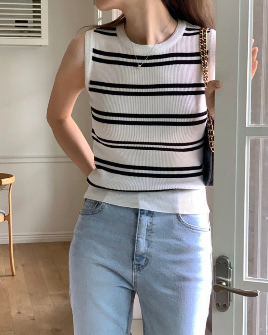 Striped Knit Sleeveless