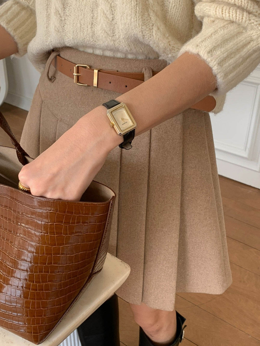 [S,M] Tommy Wool Skirt + Belt