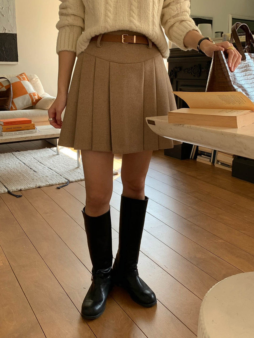 [S,M] Tommy Wool Skirt + Belt