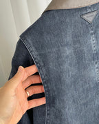 Leather Collar Denim Jacket