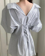[ Pre-order ] Back Strap Shirt Mini Dress