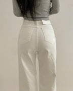 [S,M,L] High-Waist Stretchy Flared Cotton Pants