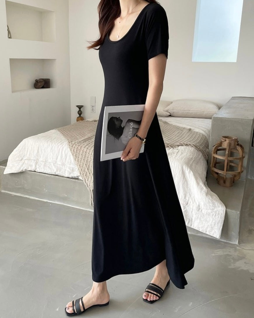 Cool U-Neck Short Sleeve Dress