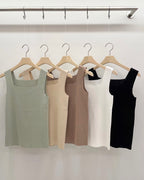 Square-Neck Knit Sleeveless
