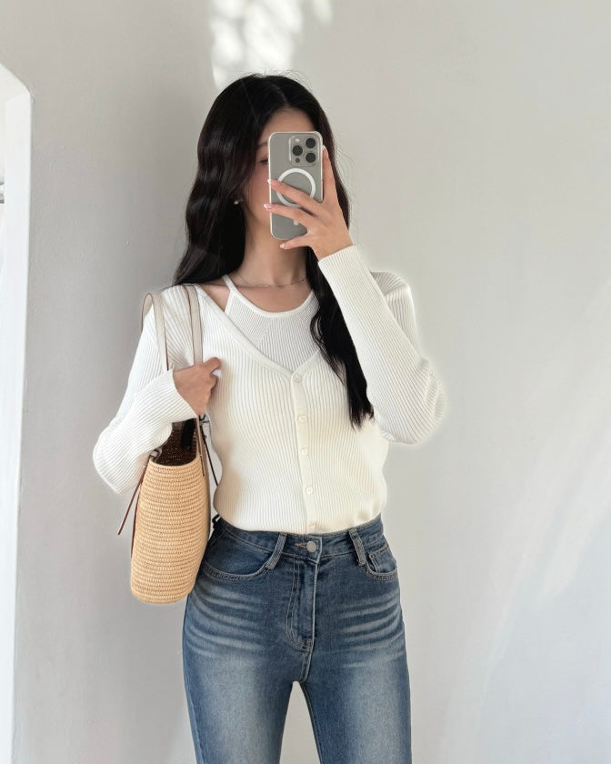 [ Pre-order ] Alisa Halter Sleeveless Cardigan Set