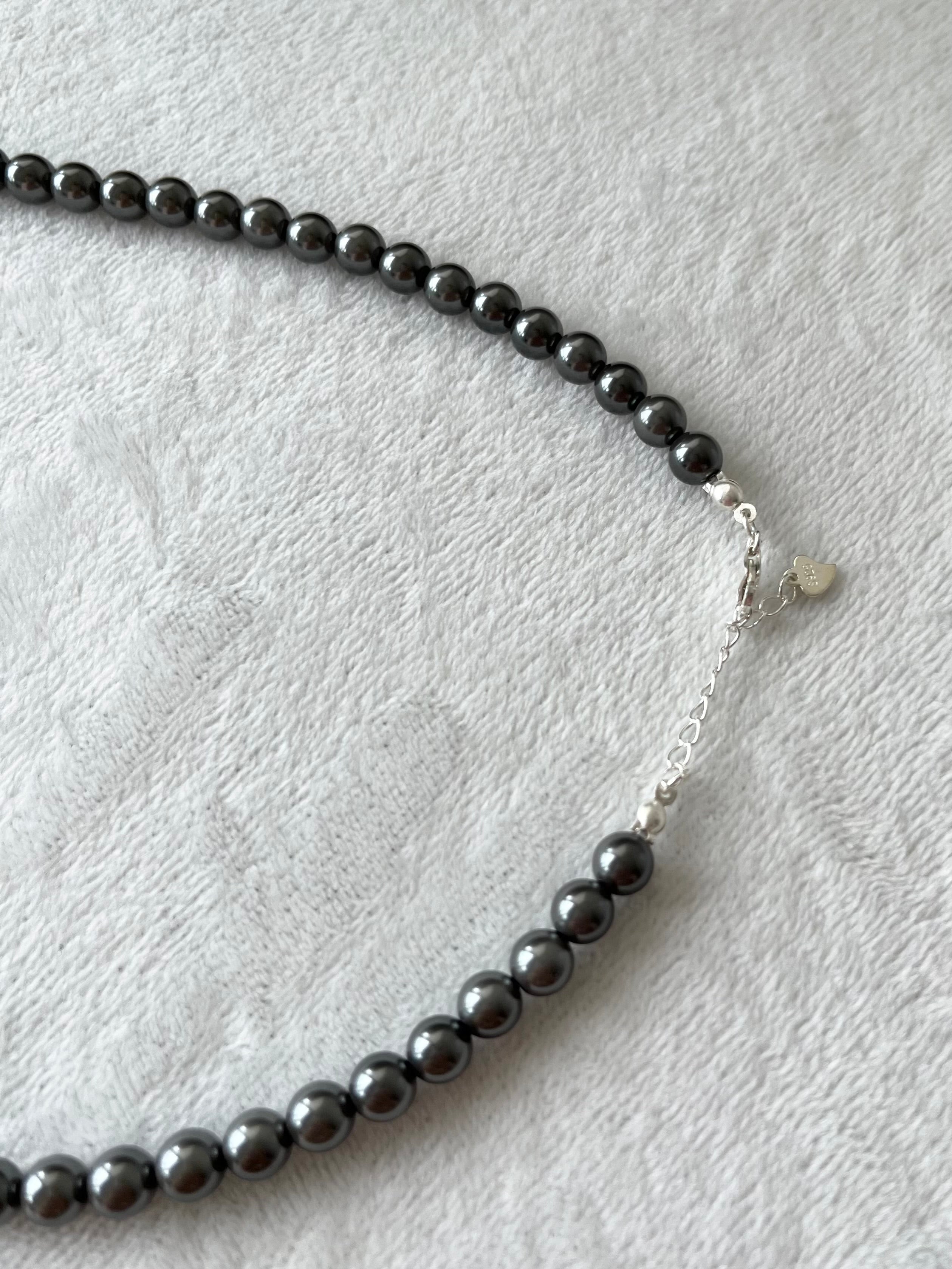 Grey Pearl Silver Necklace