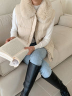 Fur Collar Padded Vest