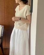 Plate Cotton V-Neck Knit
