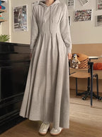 Hoodie Pintuck Long Dress