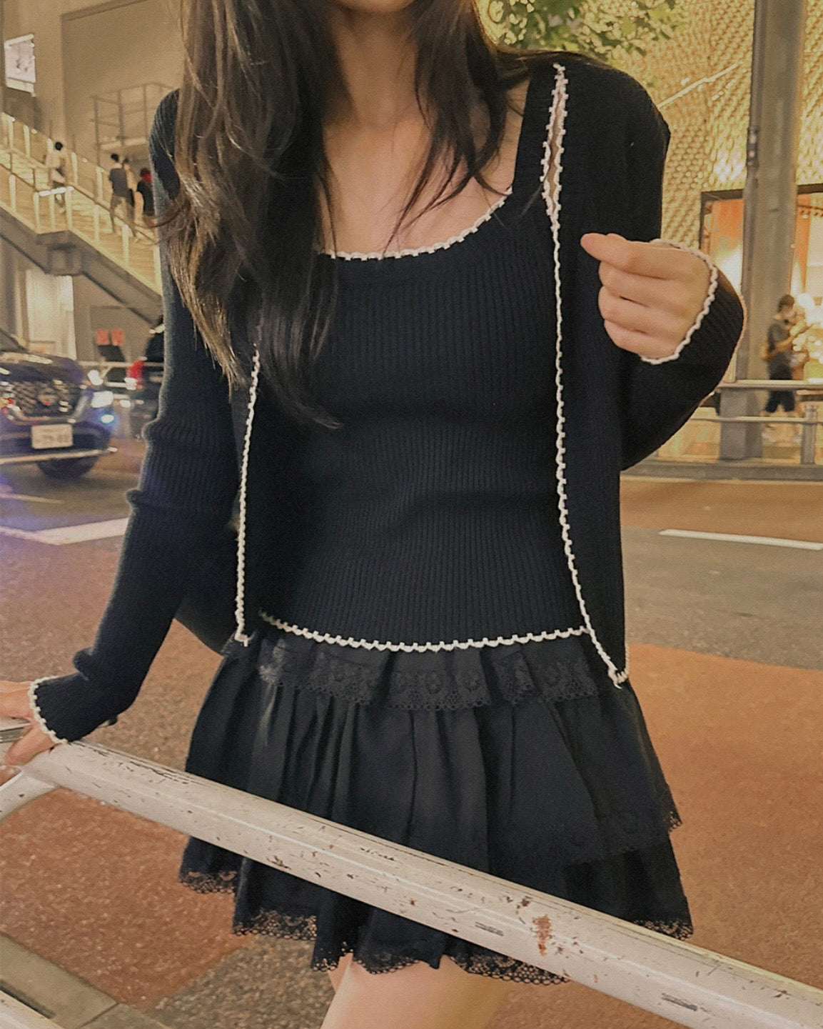 Wave Knit Cardigan Set