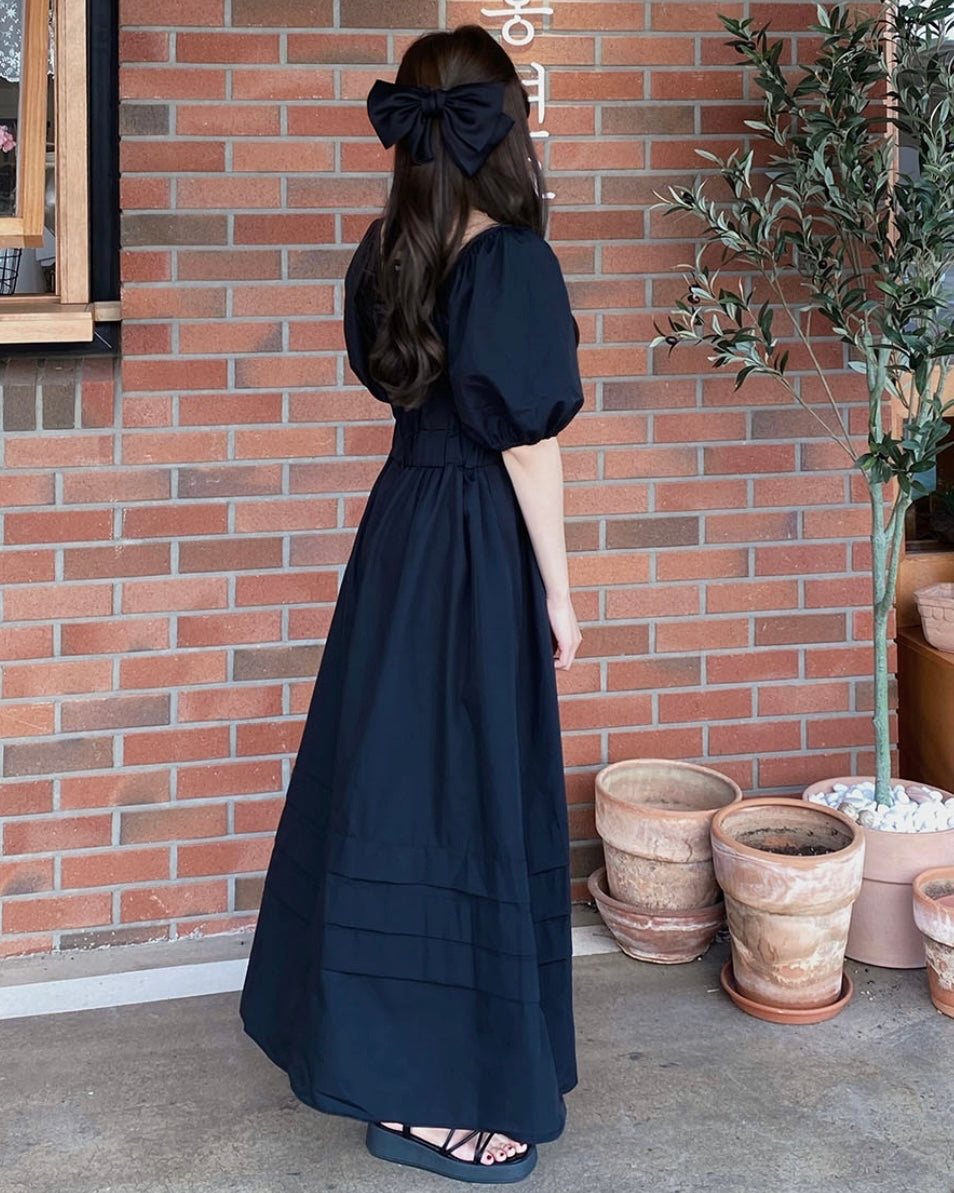 Puff Shoulder Long Dress