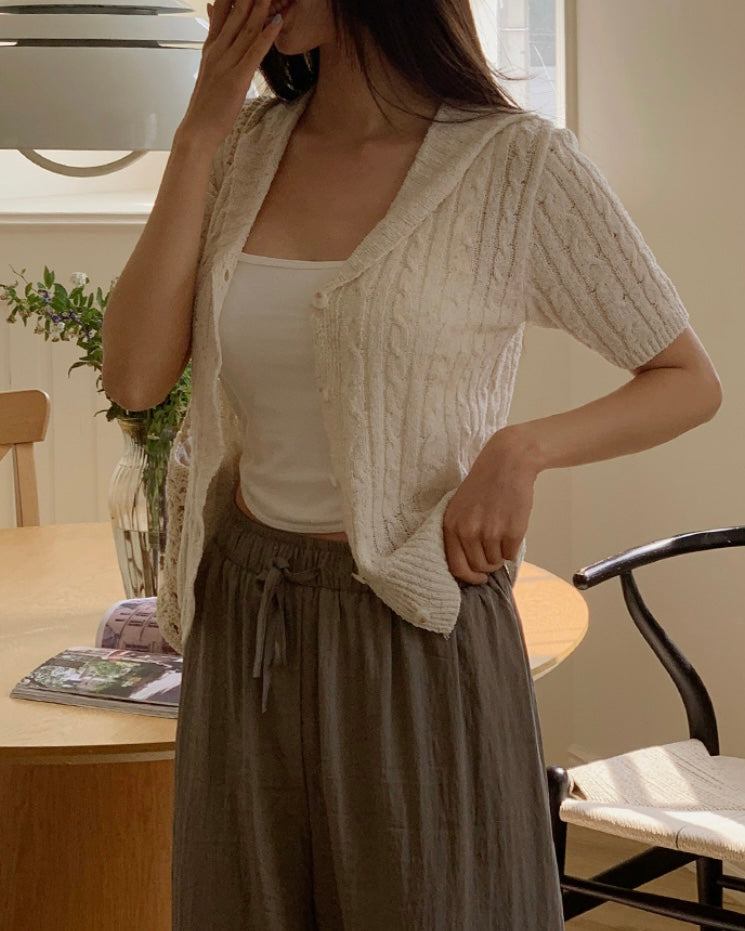Collar Cable Cardigan