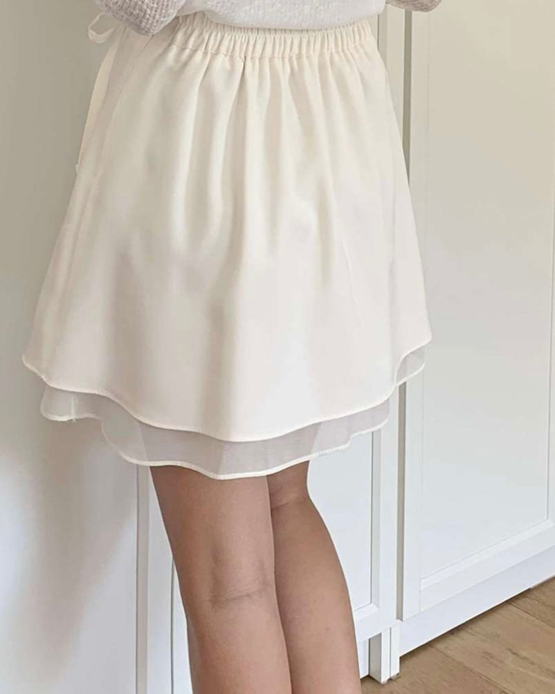 Ribbon Banding Mini Skirt