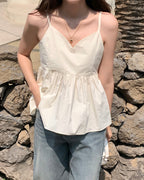 Shirring Adjustable Strap Blouse