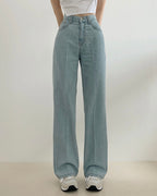 [S,M,L] Cool Front-Pintuck Semi Flare Jeans