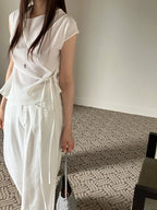 [ Sale Excluded ] Strap Drape Blouse