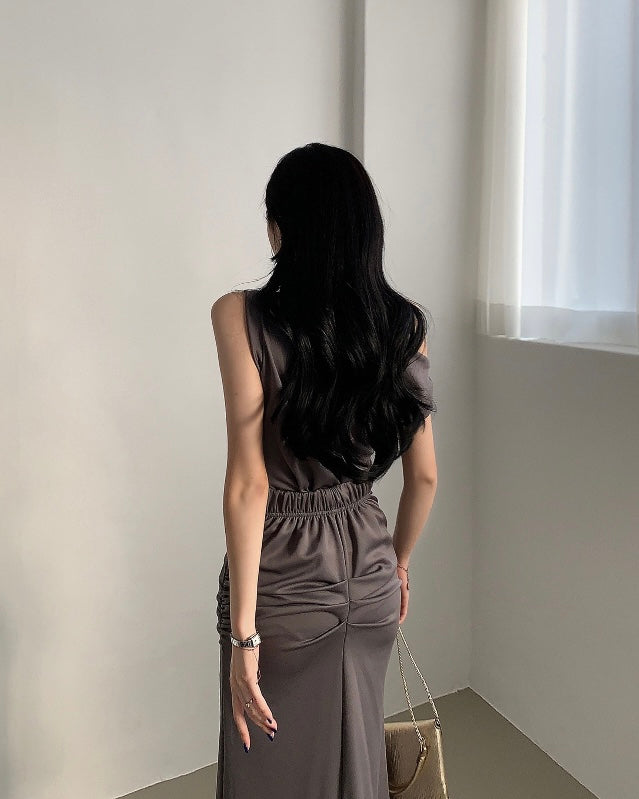 Hip Shirring Long Skirt