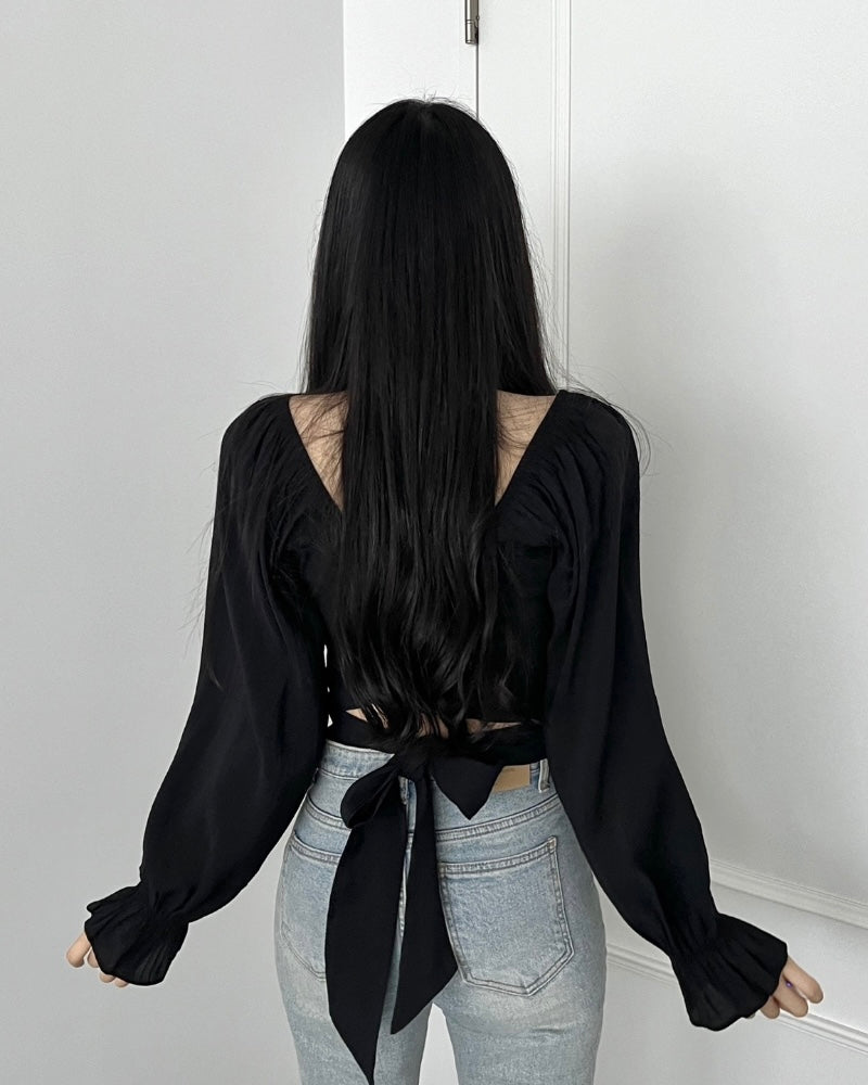Square-Neck Cropped Blouse