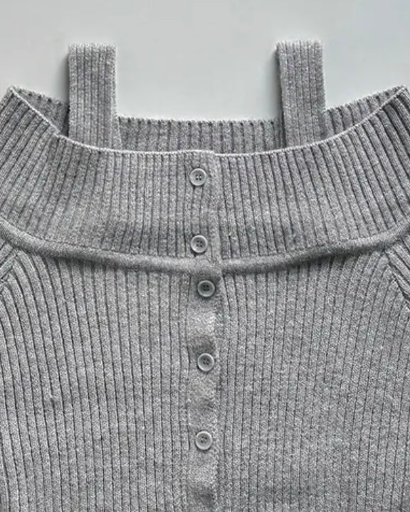 Two-Way Off-Shoulder Ribbed Knit