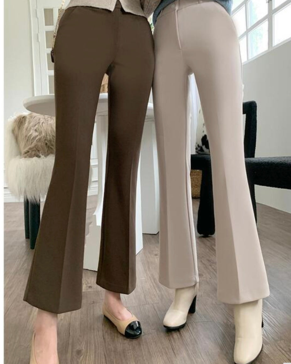 [S,M] Hidden Banding Flared Slacks