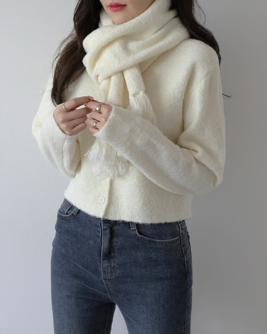 Alpaca Wool Muffler Cardigan Set