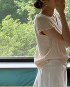 Plate Cotton V-Neck Knit