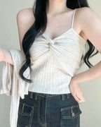 Twist Sleeveless Cardigan Set