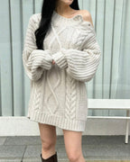 Shoulder Button Cable Knit