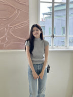 [ Pre-order ] Ribbed Cap-Sleeve Knit