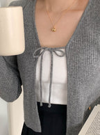 Cashmere Wool Ribbon Cardigan