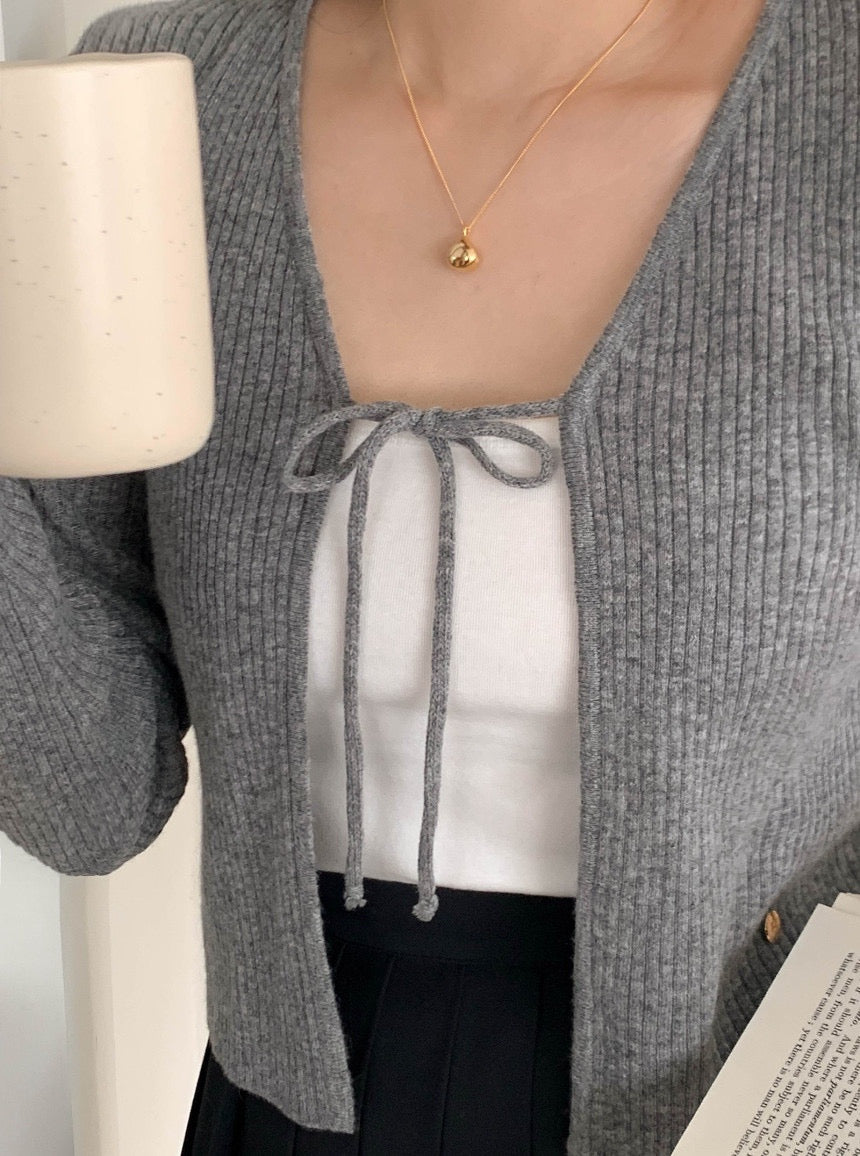 Cashmere Wool Ribbon Cardigan