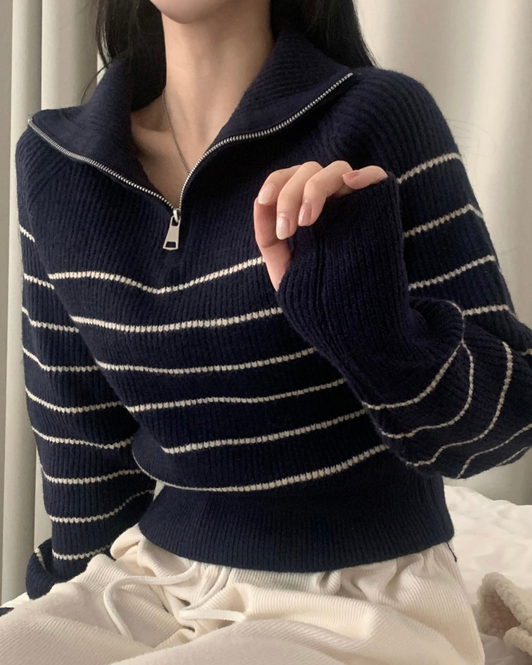 Striped Half Zip-Up