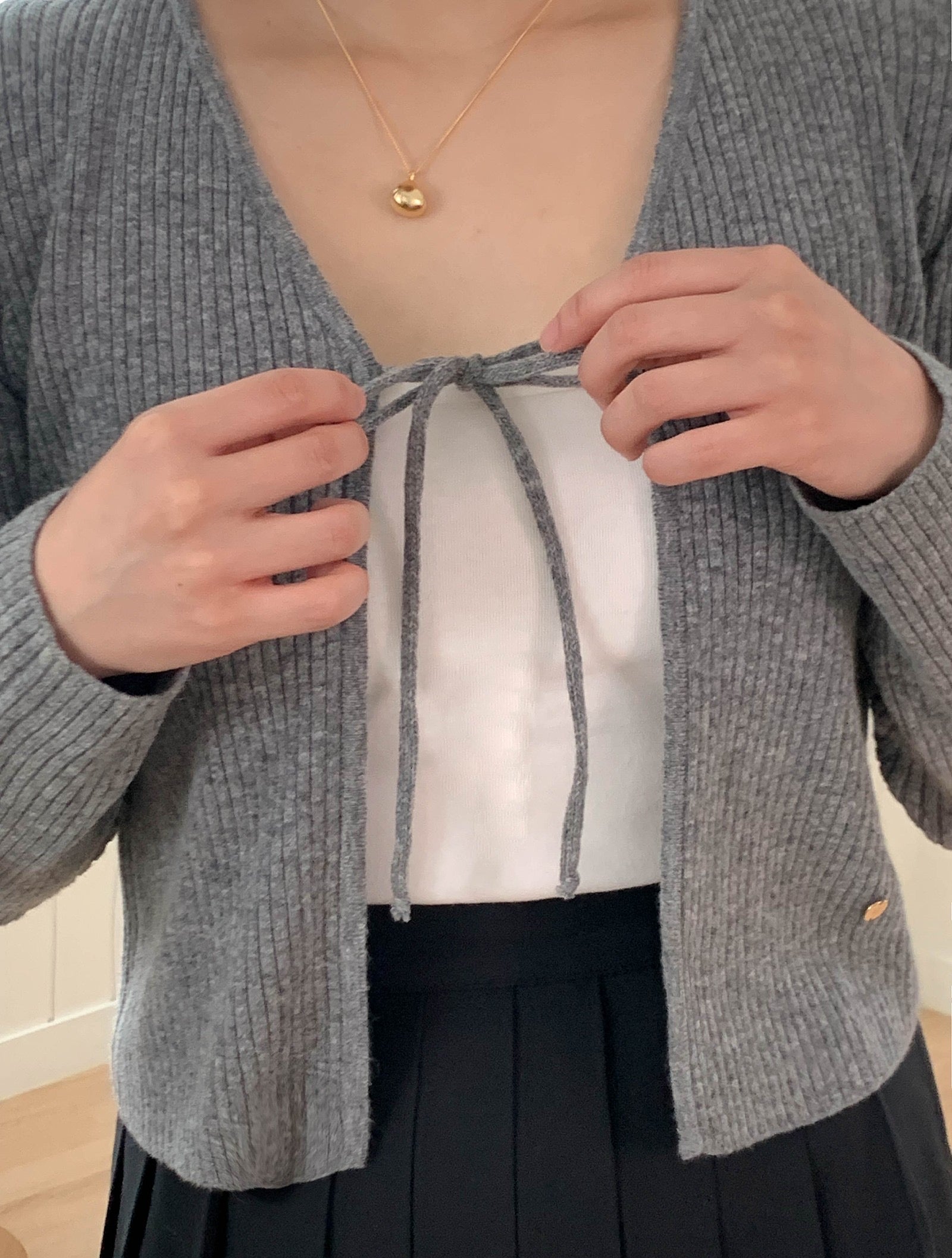 Cashmere Wool Ribbon Cardigan