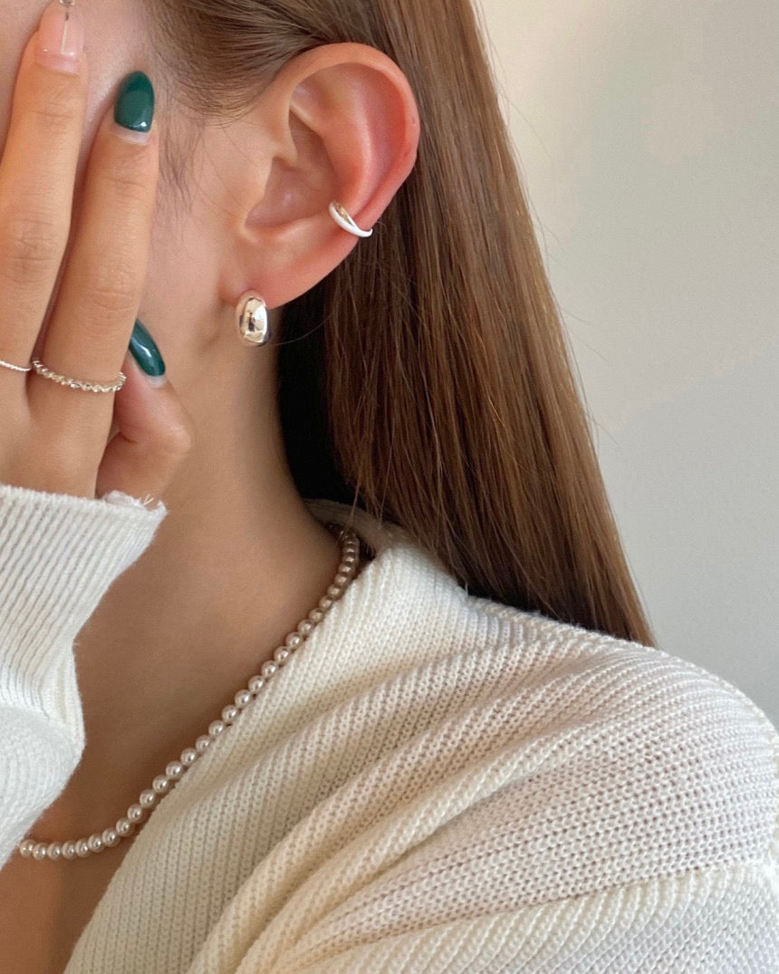 Silver C Volume Earrings